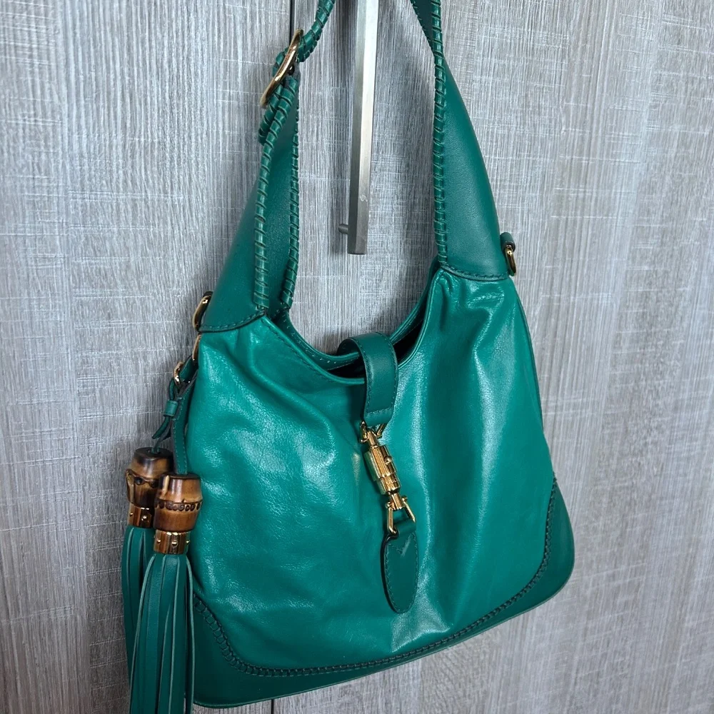Gucci Turquoise Green Jackie O Tassel Hobo Bag - Picture 7 of 14
